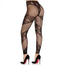 Leg avenue - mallas sin pie de encaje y transparencia negro