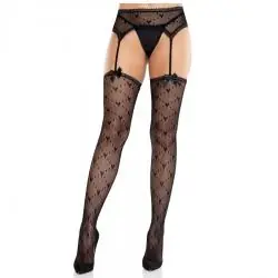 Leg avenue - medias de corazón con ligas negro