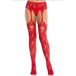 Leg avenue - medias de encaje con ligas rojo