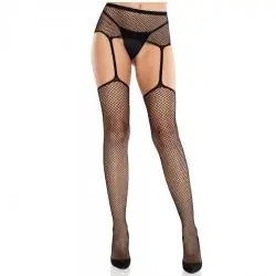 Leg avenue - medias de encaje con cruz y portaligas negro