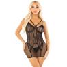 Vestido de red con tanga Leg Avenue Mad Love negro, de frente