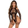 Leg avenue - body de rejilla con liga y arnés negro - 1