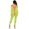 Leg avenue - bodystocking sin entrepierna de encaje de serpiente exótica verde neón - 2