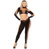 Leg avenue - crop top y leggings cut-out sin costuras negro - 1