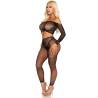 Leg avenue - crop top y legging de rejilla con pedrería negro - 2
