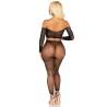 Leg avenue - crop top y legging de rejilla con pedrería negro - 3
