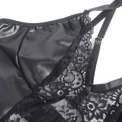 Subblime - 957520 vestido de cuero con encaje floral negro s/m