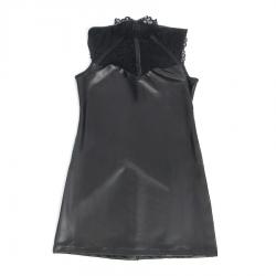 Subblime - 957544 vestido de cuero con cuello de encaje negro s/m