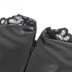 Subblime - 957544 vestido de cuero con cuello de encaje negro s/m
