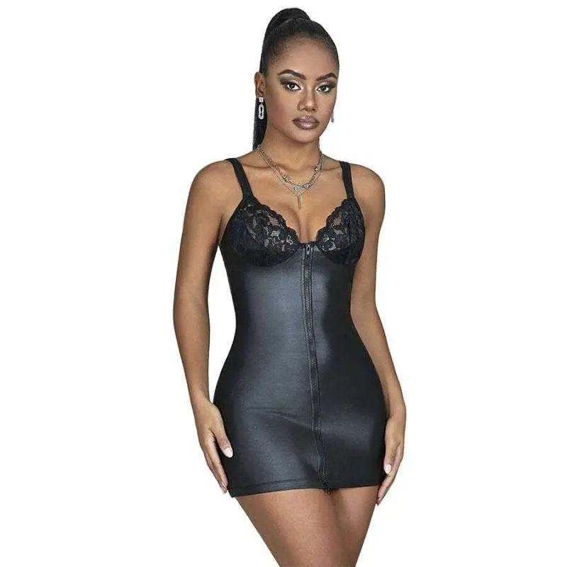 Subblime - 957568 vestido de cuero con cremallera negro s/m
