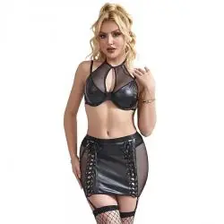 Subblime - 957582 conjunto sujetador y falda de cuero negro s/m