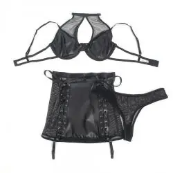 Subblime - 957582 conjunto sujetador y falda de cuero negro s/m