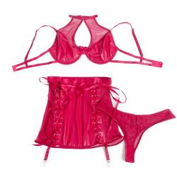 Subblime - 957605 conjunto sujetador y falda de cuero rojo - - 5