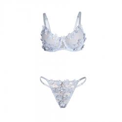 Subblime - 957629 conjunto sujetador y panties con bordados de flores celeste s/m
