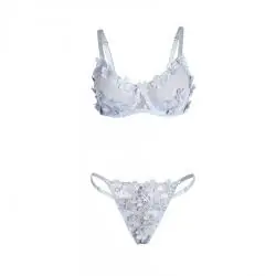 Subblime - 957629 conjunto sujetador y panties con bordados de flores celeste s/m