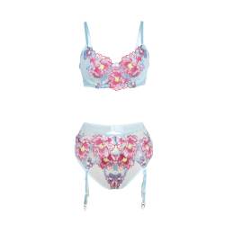 Subblime - 957643 conjunto sujetador y liguero con bordados de flores rosas - - 5