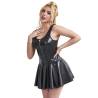 Vestido Negro Subblime con Cremallera de Corazón, de lado con la mano en la cintura