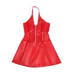 Subblime - 957728 vestido de cuero con cremallera y encaje rojo s/m
