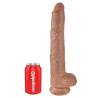 King Cock 14 pulgadas con testículos caramelo junto a una lata