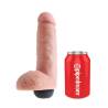 King Cock Squirting 8 pulgadas con testículos junto a una lata