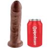 Pene King Cock de 8 pulgadas marrón del set, junto a una lata
