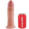 Pene King Cock de 9 pulgadas claro del set, junto a una lata