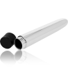 Vibrador Ohmama plateado con la tapa de las pilas abierta
