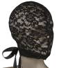 Detalle lateral del encaje floral negro del Scandal Corset Lace Hood