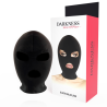Capucha de licra negra Darkness con ojos y boca junto a su caja