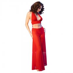Chilirose - cr 4857 set top y pantalones rojo talla s