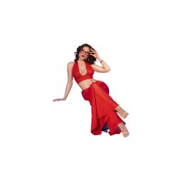 Chilirose - cr 4857 set top y pantalones rojo talla s