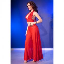 Chilirose - cr 4857 set top y pantalones rojo talla s