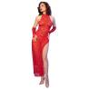 Vestido Chilirose CR 4853 rojo de encaje con guantes, cuerpo entero de espaldas