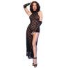 Chilirose - cr 4853 vestido negro de encaje con guantes - 1