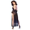 Chilirose - cr 4853 vestido negro de encaje con guantes - 4