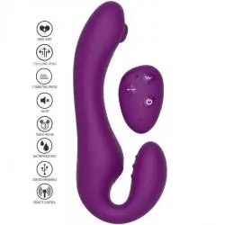Xocoon - strapless strap-on vibrador 2 en 1 con control remoto morado