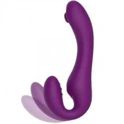 Xocoon - strapless strap-on vibrador 2 en 1 con control remoto morado