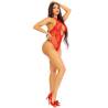 Leg avenue - body cruzado al cuello de encaje rojo talla única - 2