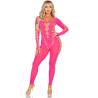 Leg avenue - bodystocking rosa con espalda abierta talla única - 1
