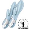 Satisfyer Air Pump Bunny 1 azul mostrando dos niveles de inflado