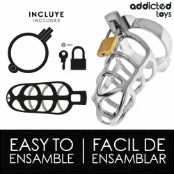 Addicted toys locked - silver lock jaula para pene de metal talla m