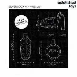 Addicted toys locked - silver lock jaula para pene de metal talla m