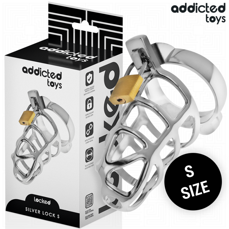 Addicted toys locked - silver lock jaula para pene de metal talla s Addicted toys locked - silver lock jaula para pene de metal talla s
