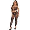 Leg avenue - crop top y legging de rejilla con hombros descubiertos negro - 2