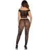 Leg avenue - crop top y legging de rejilla con hombros descubiertos negro - 3
