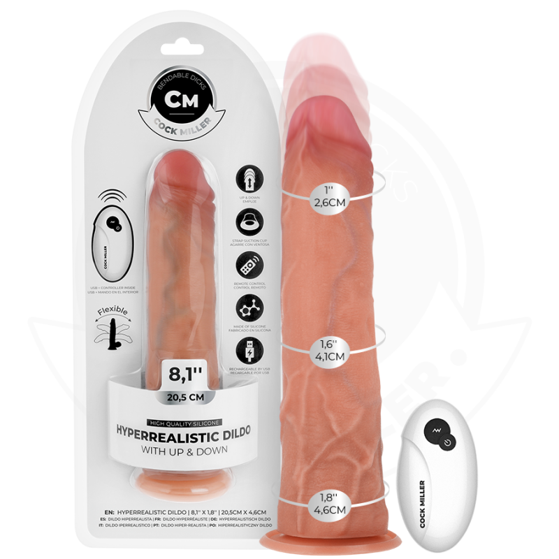 Cock miller - dildo hiperrealístico con ventosa y thrusting con control remoto 20,5 cm