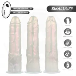 Cock miller - dildo silicona 19,5 cm , luces y vibración con control remoto