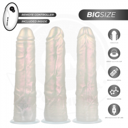 Cock miller - dildo silicona 21,5 cm cm , luces y vibración con control remoto