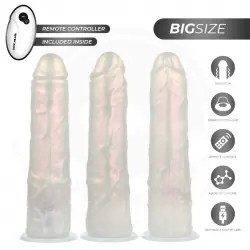 Cock miller - dildo silicona 21,5 cm cm , luces y vibración con control remoto