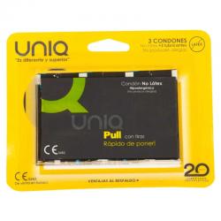 Uniq pull preservativos con tiras sin latex 3 unidades